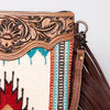 ADBG236 American Darling Woven Saddle Blanket Tooled Leather Fringe Crossbody