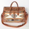 ADBG516 American Darling Tooled Leather & Saddle Blanket Duffel Bag Mae Western Travel Weekender