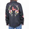 ADSH068 American Darling Black Western Apparel - Embroidered Satin Cotton Floral Butterfly Shirt