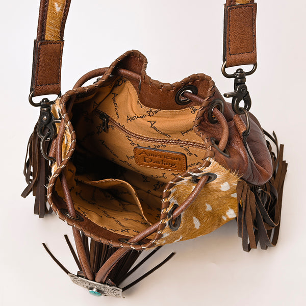 ADBG1272 American Darling Hair-On Cowhide Bucket Bag -Western Fringe Purse