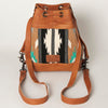 ADBG862 American Darling Hand Tooled Floral & Hand-Woven Saddle Blanket Leather Bucket Bag