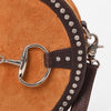ADBGM977C American Darling Genuine Leather & Suede Studded Snaffle Bit Canteen Bag