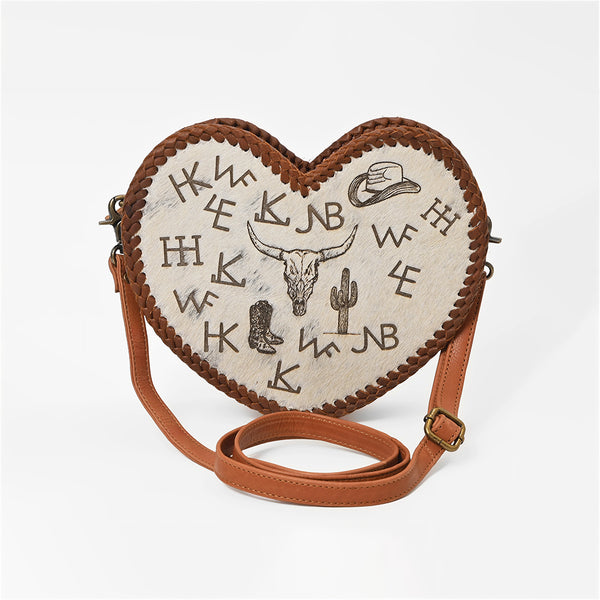 ADBGM1052 American Darling Hair on Hide & Leather Heart Canteen Bag