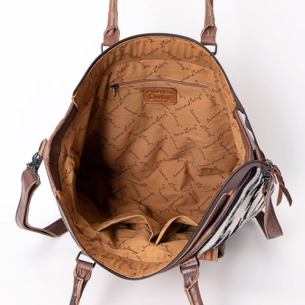 ADBG882 American Darling Western Tote Bag with Hand Tooled Floral and Hand-Woven Saddle Blanket