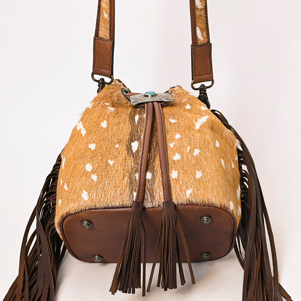 ADBG1272 American Darling Hair-On Cowhide Bucket Bag -Western Fringe Purse