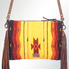 ADBG236 American Darling Woven Saddle Blanket Tooled Leather Fringe Crossbody