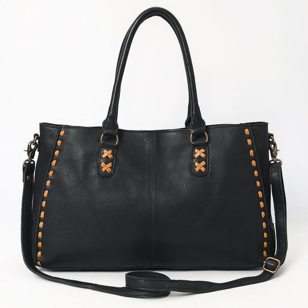 ADBGM127 Distressed Leather Tote Bag - Western Whipstitch Handbag with Crossbody Strap