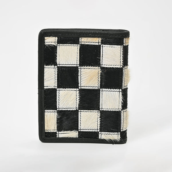 ADBGM1095 American Darling Checkered Hair on Hide & Leather Bifold Wallet