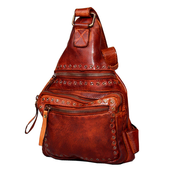 SWC149 Studded Leather Sling Bag