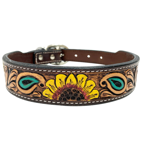 BER155-Western leather Dog Collar