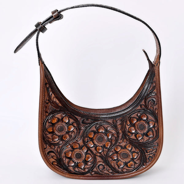 ADBG1100 American Darling Western Leather Hobo Bag with Hand-Tooled Floral Carving