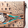 ADBG1190 American Darling Western Leather Wallet Bag Crocodile Embossed Hand Tooled