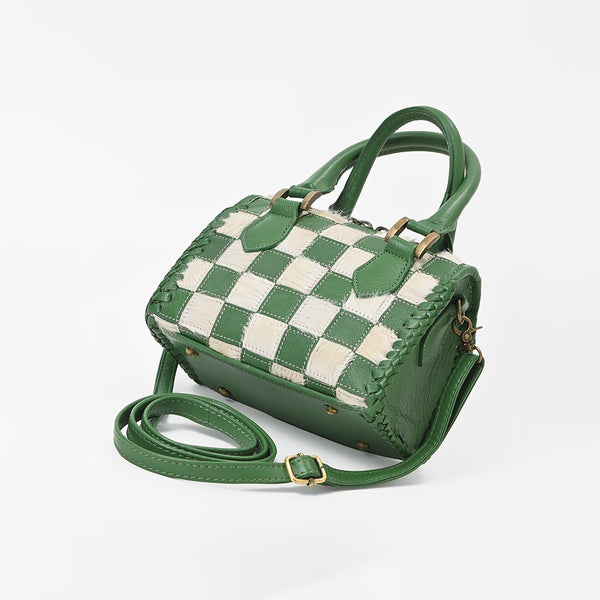 ADBGM1097 Checkered Hair On Hide & Leather Speedy Bag - American Darling