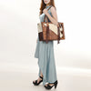 LC-ADBGZ695 Hair-On Cowhide Tote Bag with Hand-Tooled Leather & Fringe - Western Shoulder Bag