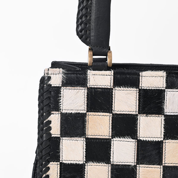 ADBGM1029 American Darling Genuine Leather Hair-on-Hide Checkerboard Tote Handbag