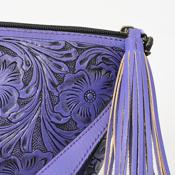 ADBG1234 American Darling Hand-Tooled Western Leather Wristlet Bag - Genuine Floral Carved Women Clutch