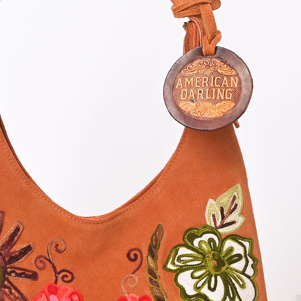 ADBGA1248A American Darling Genuine Suede Embroidered Western Hobo Orange Shoulder Bag