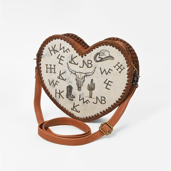 ADBGM1052 American Darling Hair on Hide & Leather Heart Canteen Bag