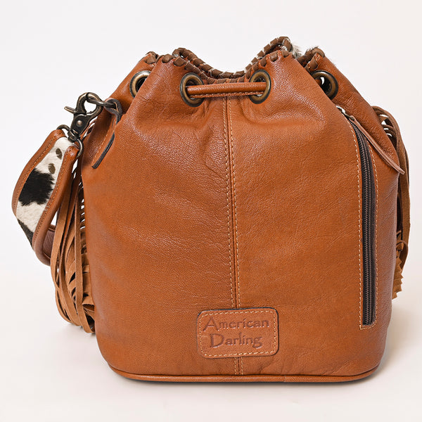 ADBG1272 American Darling Hair-On Cowhide Bucket Bag -Western Fringe Purse