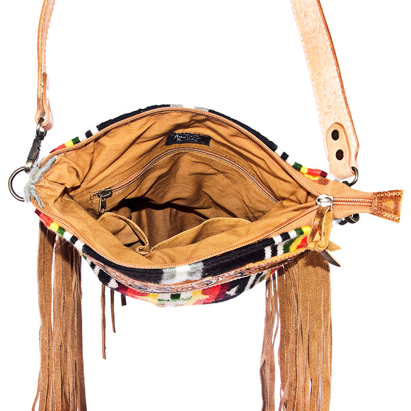 ADBG298 American Darling Hand Tooled Leather Saddle Blanket Crossbody