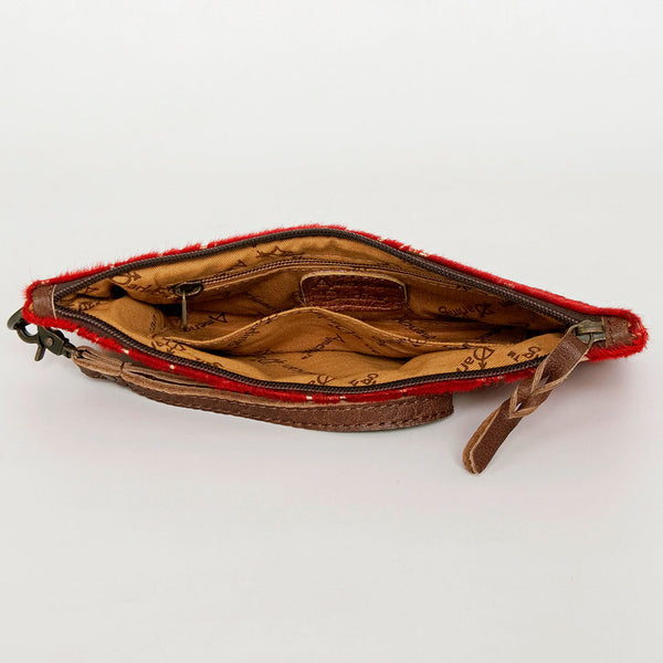 ADBG344 American Darling Western Leather Wristlet Bag with Hair-On Cowhide and Inlay