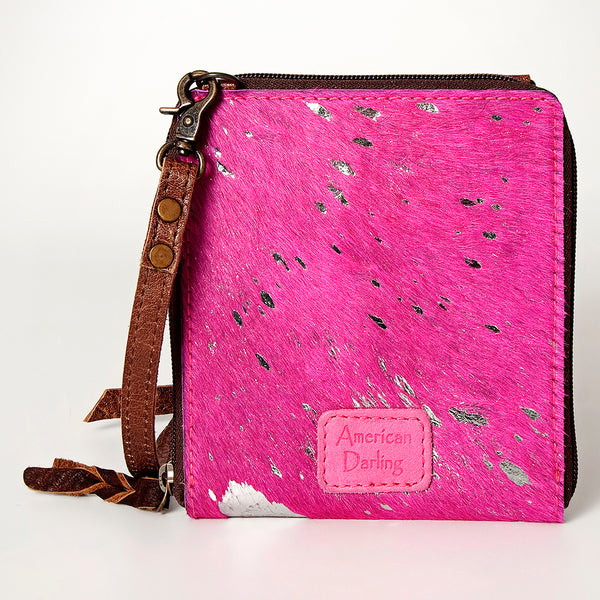 ADBG820 American Darling Handcrafted Pink Leather Cross body Bag with Hair-On Cowhide
