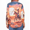 ADSH084 American Darling 100% Satin Cotton Western Rodeo Print Button Down Shirt