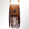 LC-ADBGM236 Western Leather Fringe Large Crossbody Bag - Yee Haw Embossed Cowgirl Purse