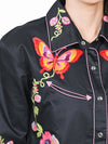 ADSH068 American Darling Black Western Apparel - Embroidered Satin Cotton Floral Butterfly Shirt