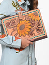 ADBG1040 American Darling Hand-Tooled Floral Genuine Leather Western Portfolio Bag