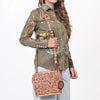 ADBG1136 American Darling Hand Tooled Floral Leather Crossbody Bag