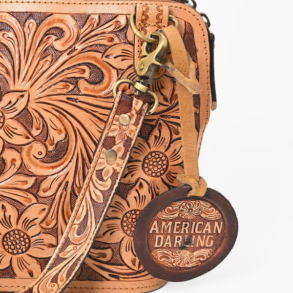 ADBG1136 American Darling Hand Tooled Floral Leather Crossbody Bag