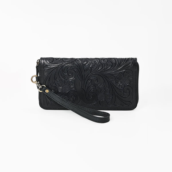 ADBG1140 American Darling Hand-Tooled Western Leather Clutch Bag - Genuine Carved Artisan Women Wristlet
