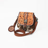 ADBG1222 American Darling Hand-Tooled Hair-On Cowhide Genuine Leather Western Crossbody Bag