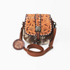 ADBG1222 American Darling Hand-Tooled Hair-On Cowhide Genuine Leather Western Crossbody Bag