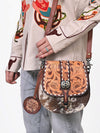 ADBG1222 American Darling Hand-Tooled Hair-On Cowhide Genuine Leather Western Crossbody Bag