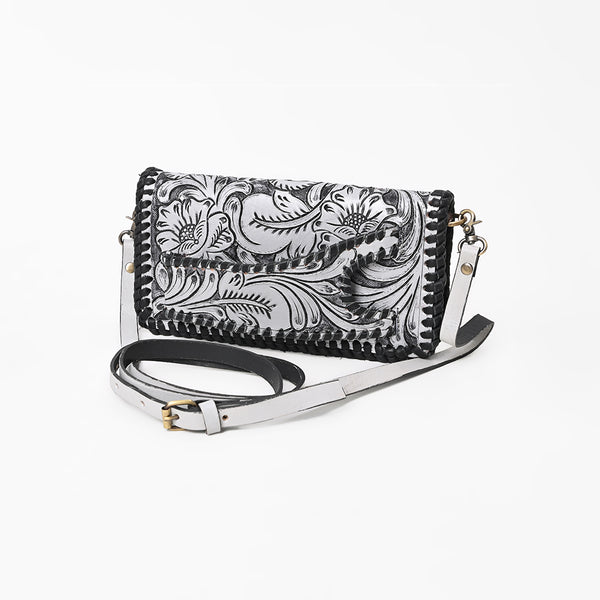 ADBG1228 American Darling Western Hand-Tooled Leather Clutch Bag with Floral Carving