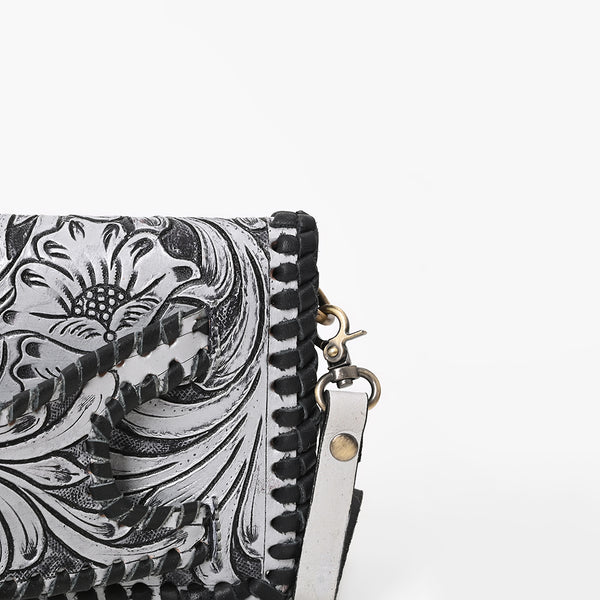 ADBG1228 American Darling Western Hand-Tooled Leather Clutch Bag with Floral Carving