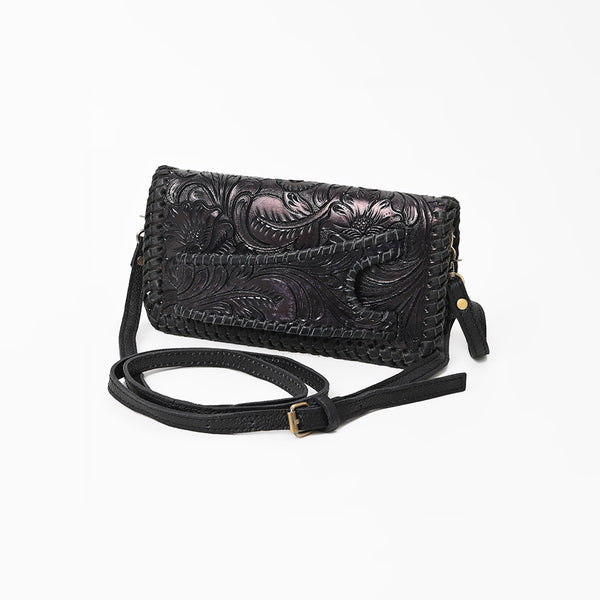 ADBG1228 American Darling Western Hand-Tooled Leather Clutch Bag with Floral Carving