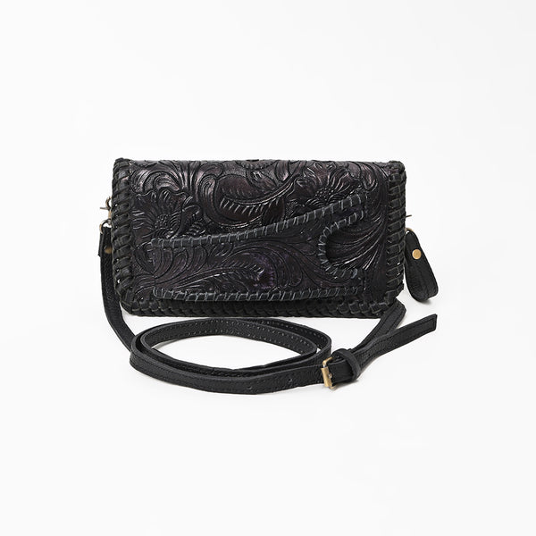 ADBG1228 American Darling Western Hand-Tooled Leather Clutch Bag with Floral Carving