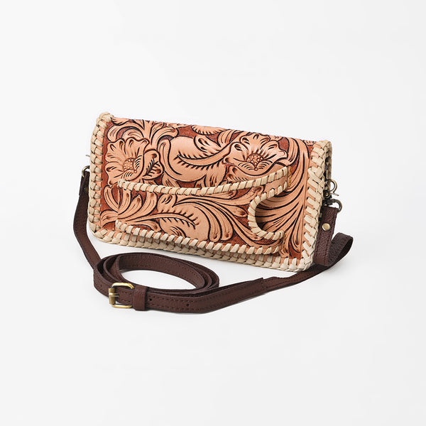 ADBG1228 American Darling Western Hand-Tooled Leather Clutch Bag with Floral Carving