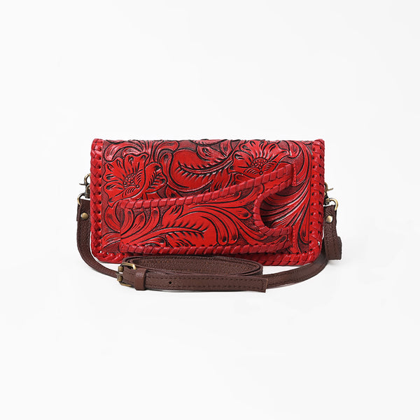 ADBG1228 American Darling Western Hand-Tooled Leather Clutch Bag with Floral Carving