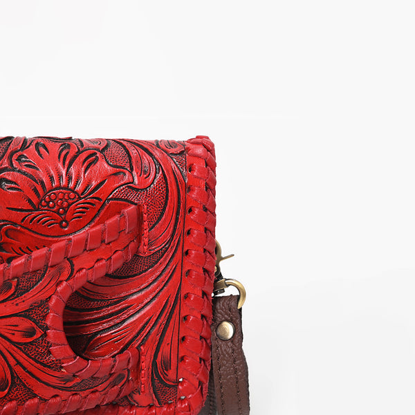 ADBG1228 American Darling Western Hand-Tooled Leather Clutch Bag with Floral Carving