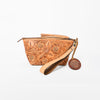 ADBG1234 American Darling Hand-Tooled Western Leather Wristlet Bag - Genuine Floral Carved Women Clutch