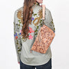 ADBG1234 American Darling Hand-Tooled Western Leather Wristlet Bag - Genuine Floral Carved Women Clutch