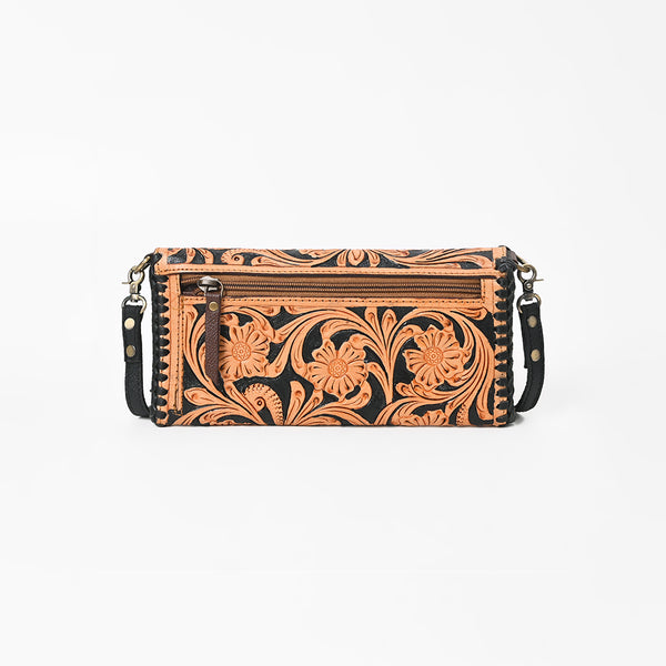 ADBG1280 American Darling Tooled Leather Crossbody Wallet -Braided Western Bag