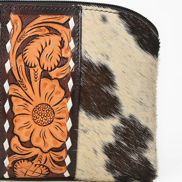 ADBG1287 American Darling Hair-on Cowhide Hand-Tooled Clutch Bag -O-Ring Western Wristlet