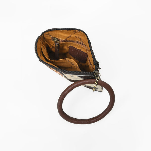 ADBG1287 American Darling Hair-on Cowhide Hand-Tooled Clutch Bag -O-Ring Western Wristlet