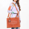 ADBG1553 American Darling Western Genuine Suede Leather Tote Bag with Buck Stitching | Handcrafted Everyday Tote