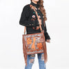 ADBG1632 American Darling Hand-Tooled Leather Cross Body Bag with Floral Carving, Fringes & Western Detailing